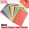 8/13/25/50mm Colour Sticker Dots Adhesive Round Labels Circular Scrapbooking Black - 13mm 132 Dots - 5 Sheets V528-5PCS-BLACK-13MM132DOTS-586309