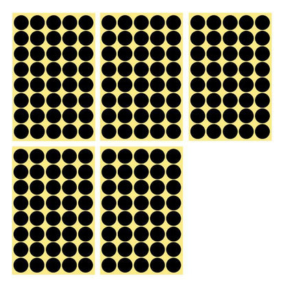 8/13/25/50mm Colour Sticker Dots Adhesive Round Labels Circular Scrapbooking Black - 13mm 132 Dots - 5 Sheets V528-5PCS-BLACK-13MM132DOTS-586309
