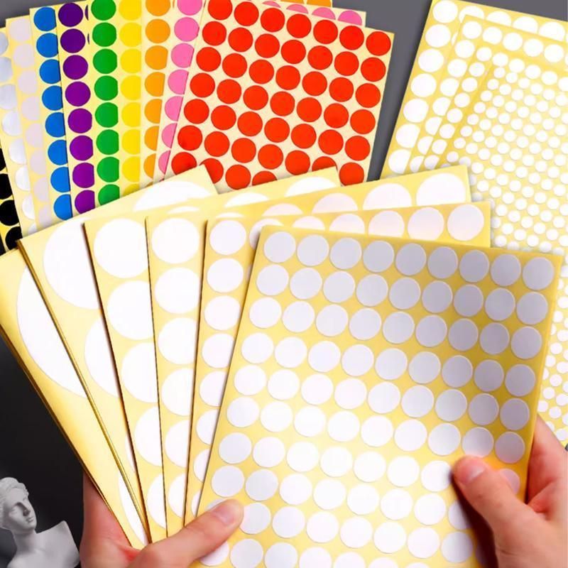 8/13/25/50mm Sticker Dots Adhesive Round Labels Circular Scrapbooking Light Green - 13mm 132 Dots - 5 Sheets V528-5PCS-LIGHTGREEN-13MM137DOTS-924955