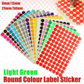 8/13/25/50mm Sticker Dots Adhesive Round Labels Circular Scrapbooking Light Green - 25mm 40 Dots - 5 Sheets V528-5PCS-LIGHTGREEN-25MM45DOTS-552608