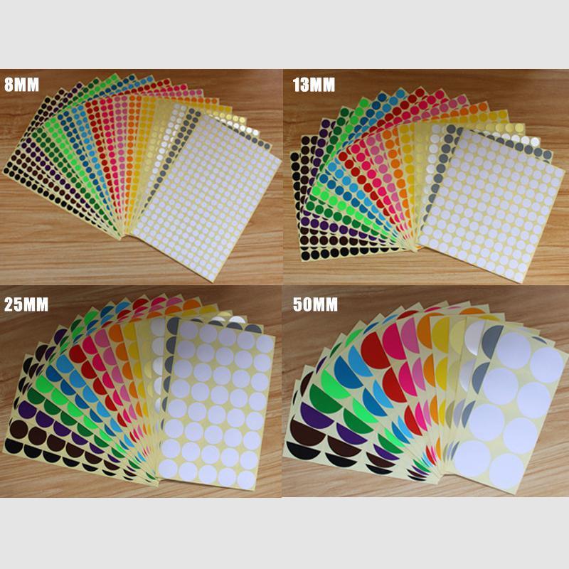 8/13/25/50mm Sticker Dots Adhesive Round Labels Circular Scrapbooking Light Green - 25mm 40 Dots - 5 Sheets V528-5PCS-LIGHTGREEN-25MM45DOTS-552608