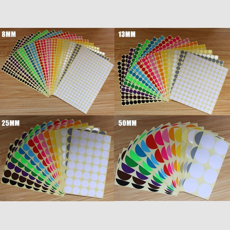 8/13/25/50mm Sticker Dots Adhesive Round Labels Circular Scrapbooking Light Green - 50mm 8 Dots - 5 Sheets V528-5PCS-LIGHTGREEN-50MM13DOTS-728380