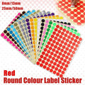 8/13/25/50mm Colour Sticker Dots Adhesive Round Labels Circular Scrapbooking Red - 25mm 40 Dots - 5 Sheets V528-5PCS-RED-25MM46DOTS-111449