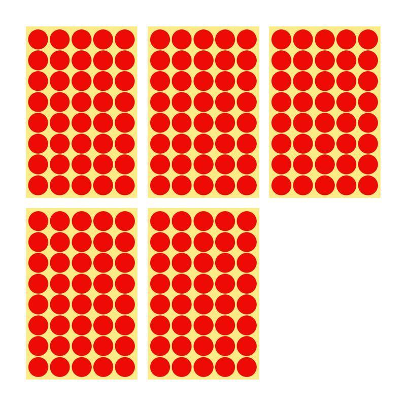 8/13/25/50mm Colour Sticker Dots Adhesive Round Labels Circular Scrapbooking Red - 25mm 40 Dots - 5 Sheets V528-5PCS-RED-25MM46DOTS-111449