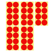 8/13/25/50mm Colour Sticker Dots Adhesive Round Labels Circular Scrapbooking Red - 25mm 40 Dots - 5 Sheets V528-5PCS-RED-25MM46DOTS-111449