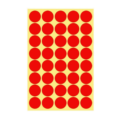 8/13/25/50mm Colour Sticker Dots Adhesive Round Labels Circular Scrapbooking Red - 50mm 8 Dots - 5 Sheets V528-5PCS-RED-50MM14DOTS-152800