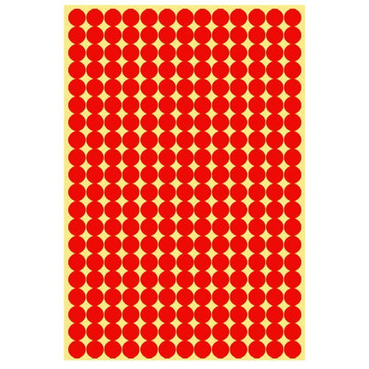 8/13/25/50mm Colour Sticker Dots Adhesive Round Labels Circular Scrapbooking Red - 8mm 260 Dots - 5 Sheets V528-5PCS-RED-8MM266DOTS-416605