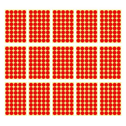 8/13/25/50mm Colour Sticker Dots Adhesive Round Labels Circular Scrapbooking Red - 8mm 260 Dots - 5 Sheets V528-5PCS-RED-8MM266DOTS-416605