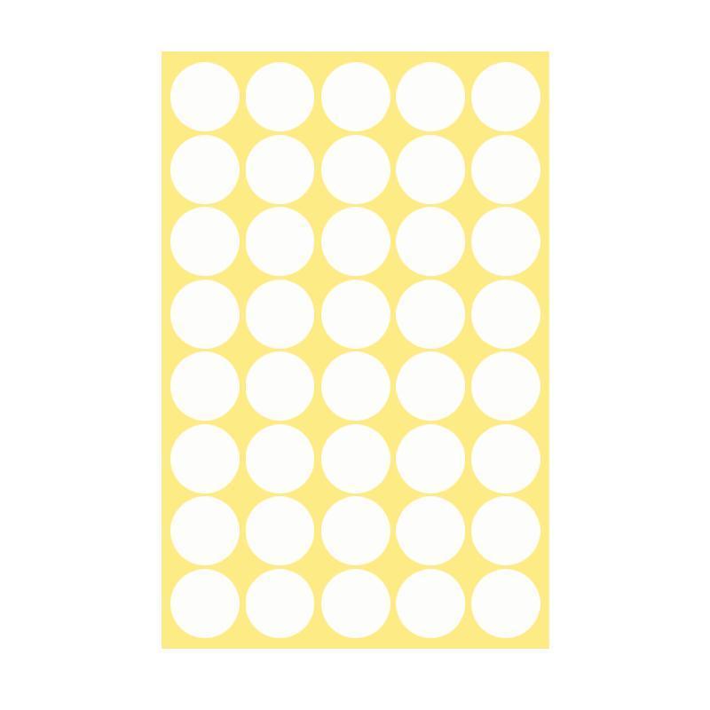 8/13/25/50mm Colour Sticker Dots Adhesive Round Labels Circular Scrapbooking White - 25mm 40 Dots - 5 Sheets V528-5PCS-WHITE-25MM50DOTS-660232