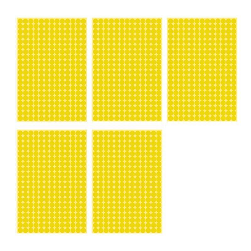 8/13/25/50mm Colour Sticker Dots Adhesive Round Labels Circular Scrapbooking Yellow - 8mm 260 Dots - 5 Sheets V528-5PCS-YELLOW-8MM261DOTS-665219