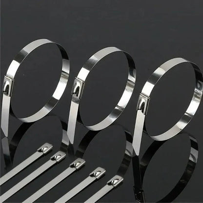 20X Stainless Steel Cable Ties S304 Marine Grade Zip Strap Locking Wrap 100-800Mm - 4.6x150mm V528-68807