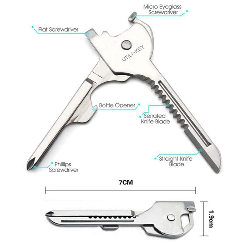 Utili-Key 6 in 1 Key Ring Chain Multi-tool Pocket Knife Screwdriver Swiss Tech V528-6IN1KEYRING-850390