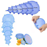 6PCS Stretch Reusable Silicone Food Saver Cover Seal Insta Lids Bowl Wraps - Green V528-6PCS-COVER-GREEN-476281