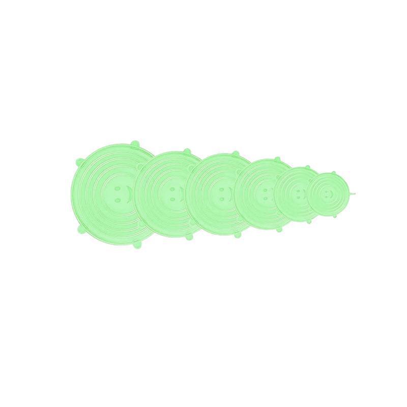 6PCS Stretch Reusable Silicone Food Saver Cover Seal Insta Lids Bowl Wraps - Green V528-6PCS-COVER-GREEN-476281