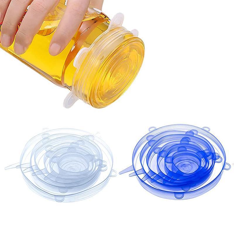 6PCS Stretch Reusable Silicone Food Saver Cover Seal Insta Lids Bowl Wraps - Pink V528-6PCS-COVER-PINK-289130