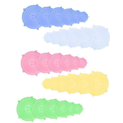 6PCS Stretch Reusable Silicone Food Saver Cover Seal Insta Lids Bowl Wraps - Yellow V528-6PCS-COVER-YELLOW-615779