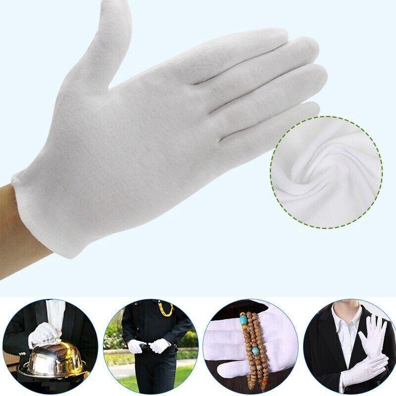 6 Pairs Handling Work Hands Protector Soft Costume Jewellery Cotton White Gloves - XL V528-6PCSWORKHANDS-L457589
