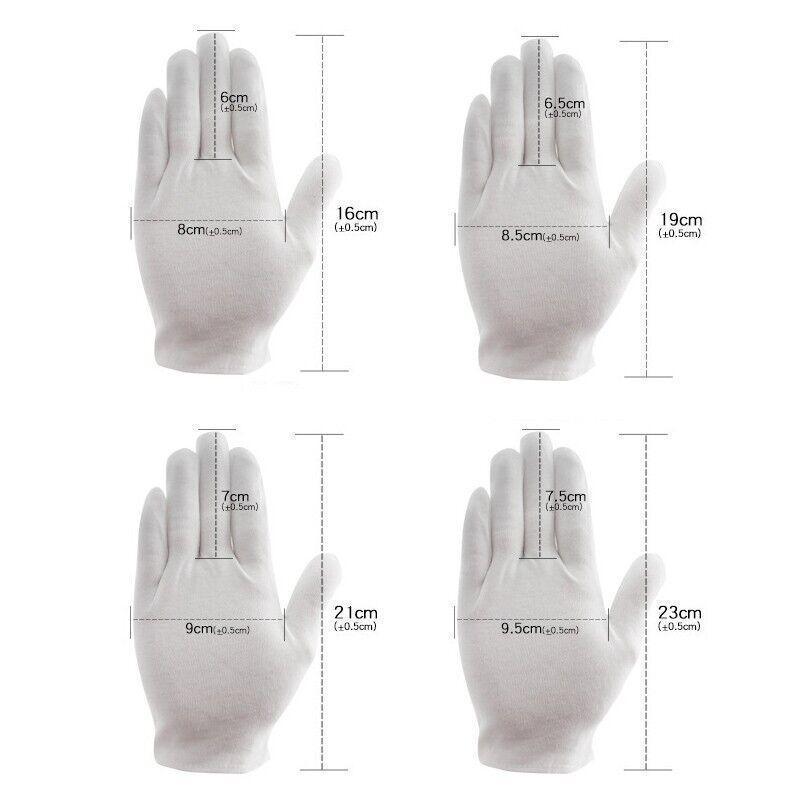6 Pairs Handling Work Hands Protector Soft Costume Jewellery Cotton White Gloves - XL V528-6PCSWORKHANDS-L457589