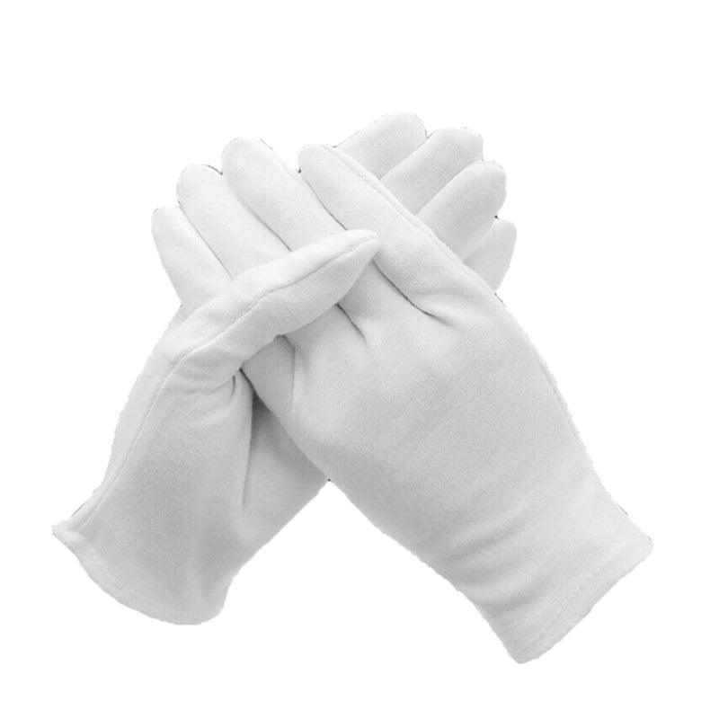 6 Pairs Handling Work Hands Protector Soft Costume Jewellery Cotton White Gloves - XL V528-6PCSWORKHANDS-L457589