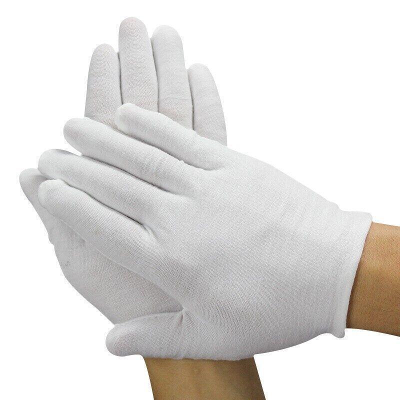 6 Pairs Handling Work Hands Protector Soft Costume Jewellery Cotton White Gloves - M V528-6PCSWORKHANDS-M-706042