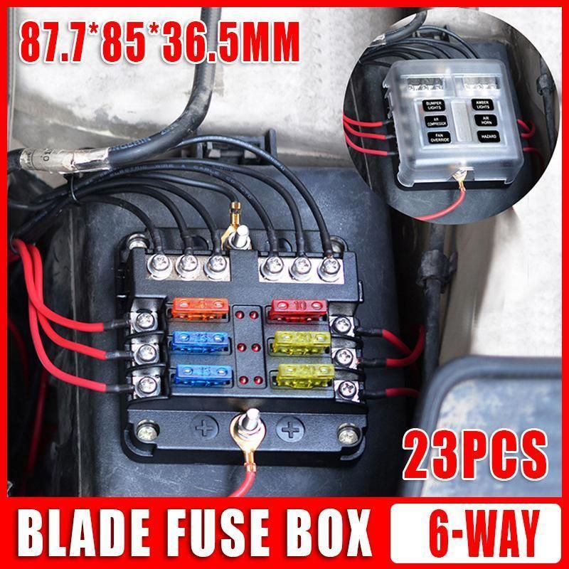 23PC 6 Way Blade Fuse Box Block Holder Indicator LED Light 12V/32V Car Marine V528-6WAYFUSEBO-23PCS-973767