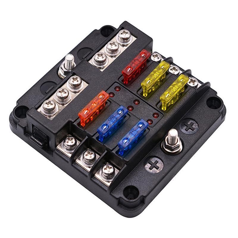 23PC 6 Way Blade Fuse Box Block Holder Indicator LED Light 12V/32V Car Marine V528-6WAYFUSEBO-23PCS-973767
