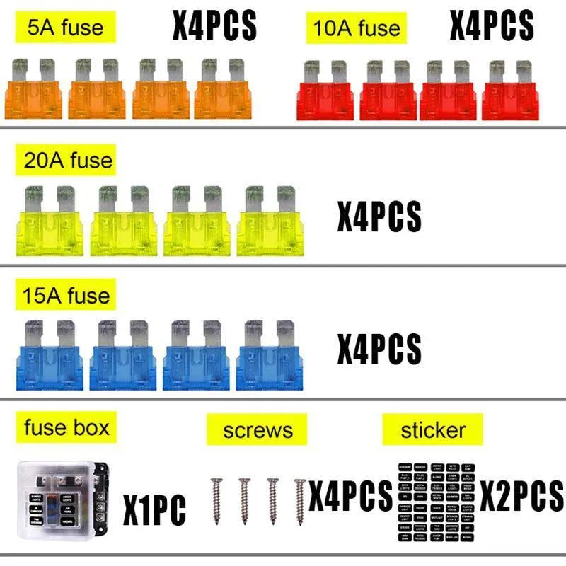 23PC 6 Way Blade Fuse Box Block Holder Indicator LED Light 12V/32V Car Marine V528-6WAYFUSEBO-23PCS-973767