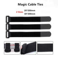 Magic Cable Ties Reusable Winder Coded Organiser Cords Hook Loop Black - 20*200mm  10PCS