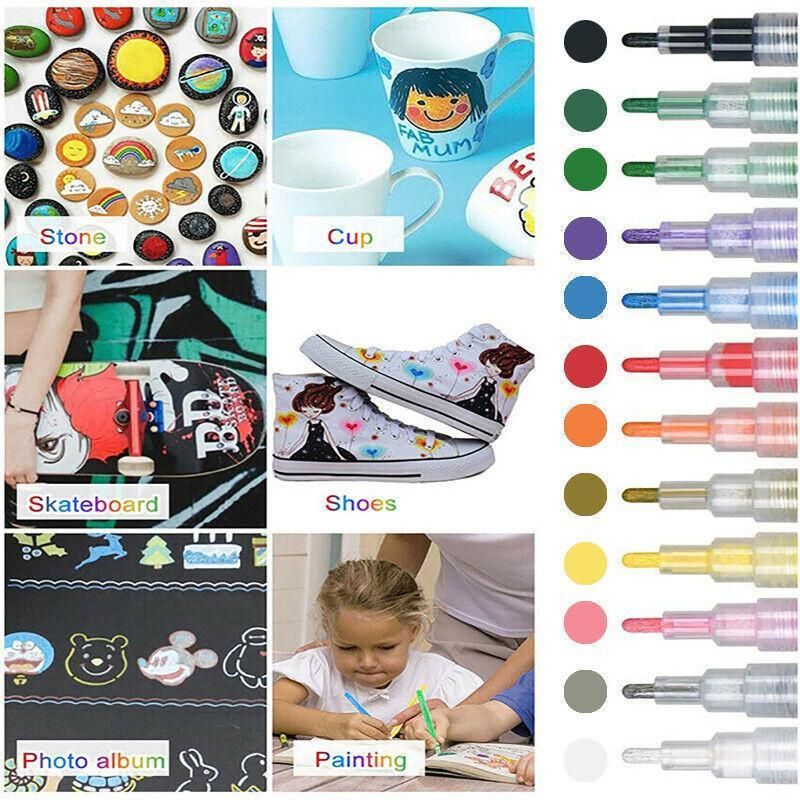 Flysea 12-80 Colours Acrylic Paint Pens Painting Stone Ceramic Glass Marker2-3Mm - 80-Colour Set V528-80-COLOURSET-578544