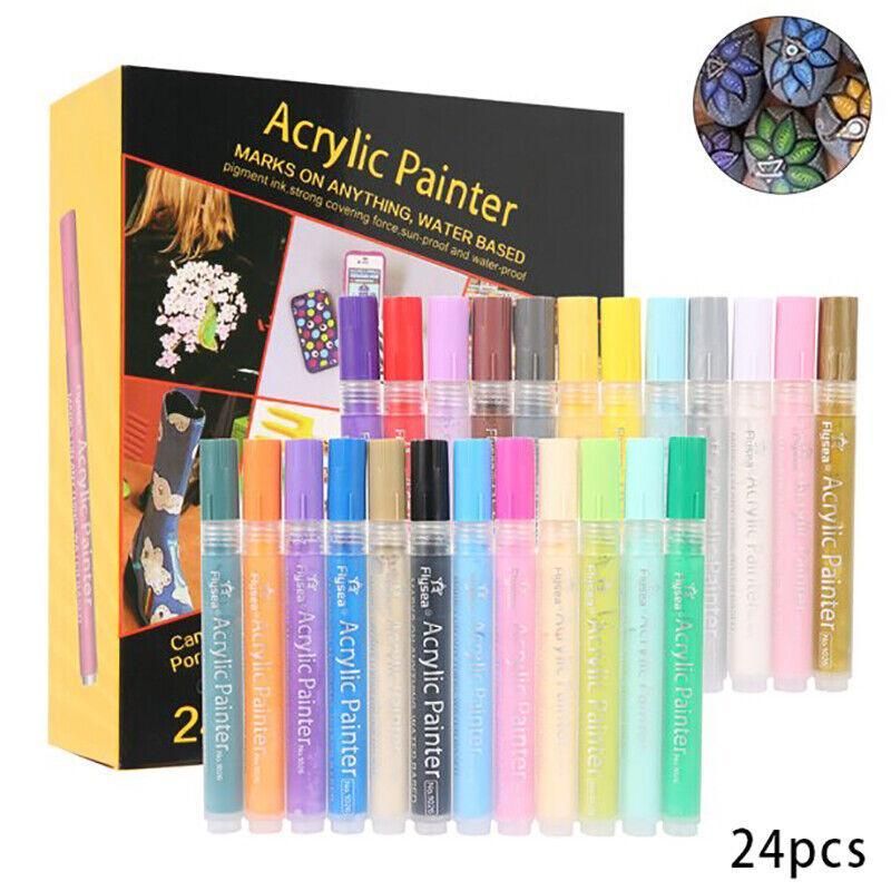 Flysea 12-80 Colours Acrylic Paint Pens Painting Stone Ceramic Glass Marker2-3Mm - 80-Colour Set V528-80-COLOURSET-578544