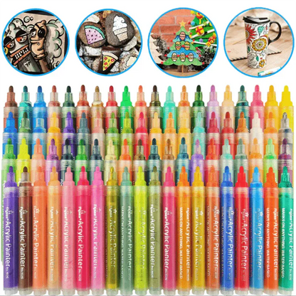 Flysea 12-80 Colours Acrylic Paint Pens Painting Stone Ceramic Glass Marker2-3Mm - 80-Colour Set V528-80-COLOURSET-578544