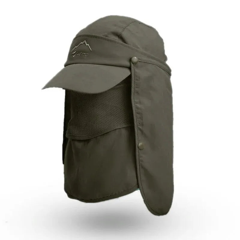 Unisex Face Neck Flap Hat Wide Brim Cap Hiking Fishing Sun Protection Outdoor - Army Green V528-9071SUNVISOR-ARMYGREEN-195817