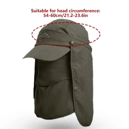 Unisex Face Neck Flap Hat Wide Brim Cap Hiking Fishing Sun Protection Outdoor - Army Green V528-9071SUNVISOR-ARMYGREEN-195817