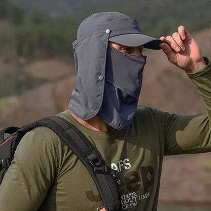 Unisex Face Neck Flap Hat Wide Brim Cap Hiking Fishing Sun Protection Outdoor - Army Green V528-9071SUNVISOR-ARMYGREEN-195817