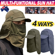 Unisex Face Neck Flap Hat Wide Brim Cap Hiking Fishing Sun Protection Outdoor - Dark Grey V528-9071SUNVISOR-DARKGREY-171524