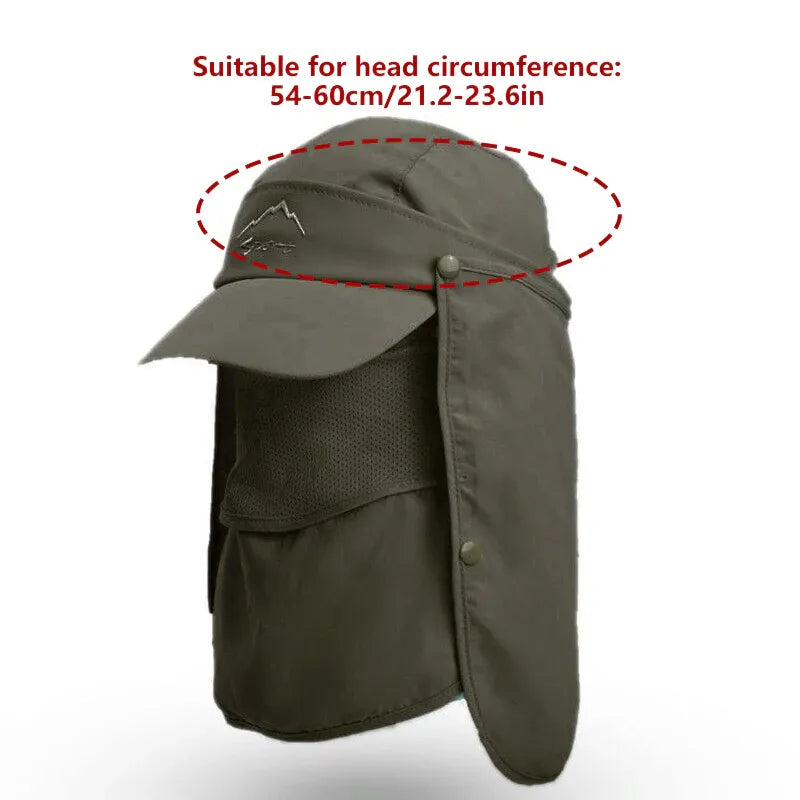 Unisex Face Neck Flap Hat Wide Brim Cap Hiking Fishing Sun Protection Outdoor - Dark Grey V528-9071SUNVISOR-DARKGREY-171524