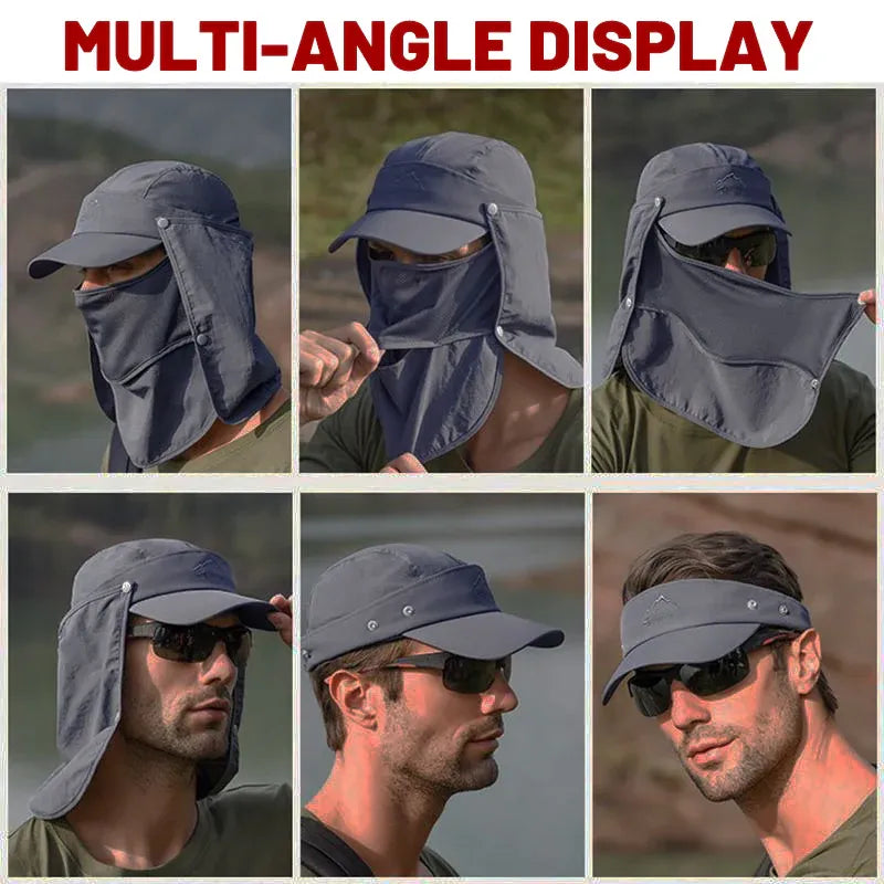 Unisex Face Neck Flap Hat Wide Brim Cap Hiking Fishing Sun Protection Outdoor - Dark Grey V528-9071SUNVISOR-DARKGREY-171524