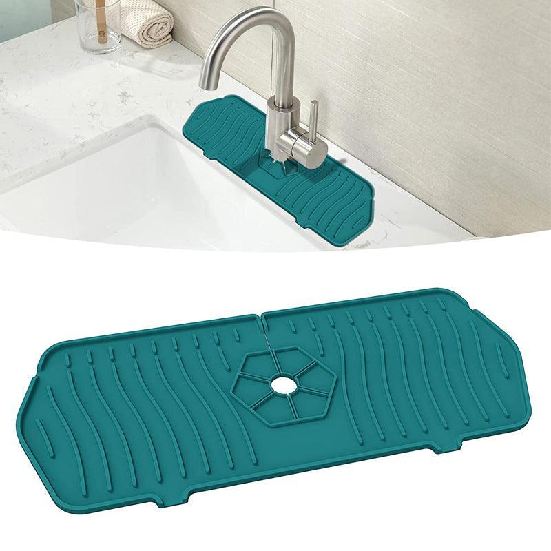 L Size Silicone Faucet Mat Kitchen Protector Faucet Absorbent Mat Sink Splash Guard - Green V528-9360101002978