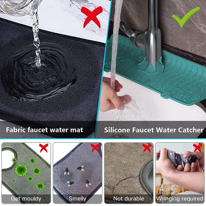 L Size Silicone Faucet Mat Kitchen Protector Faucet Absorbent Mat Sink Splash Guard - Green V528-9360101002978