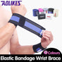 Aolikes Wrist Brace Elastic Bandage Support Sport Gym Wrap Fitness Wristband - Black+Blue V528-9360101004897
