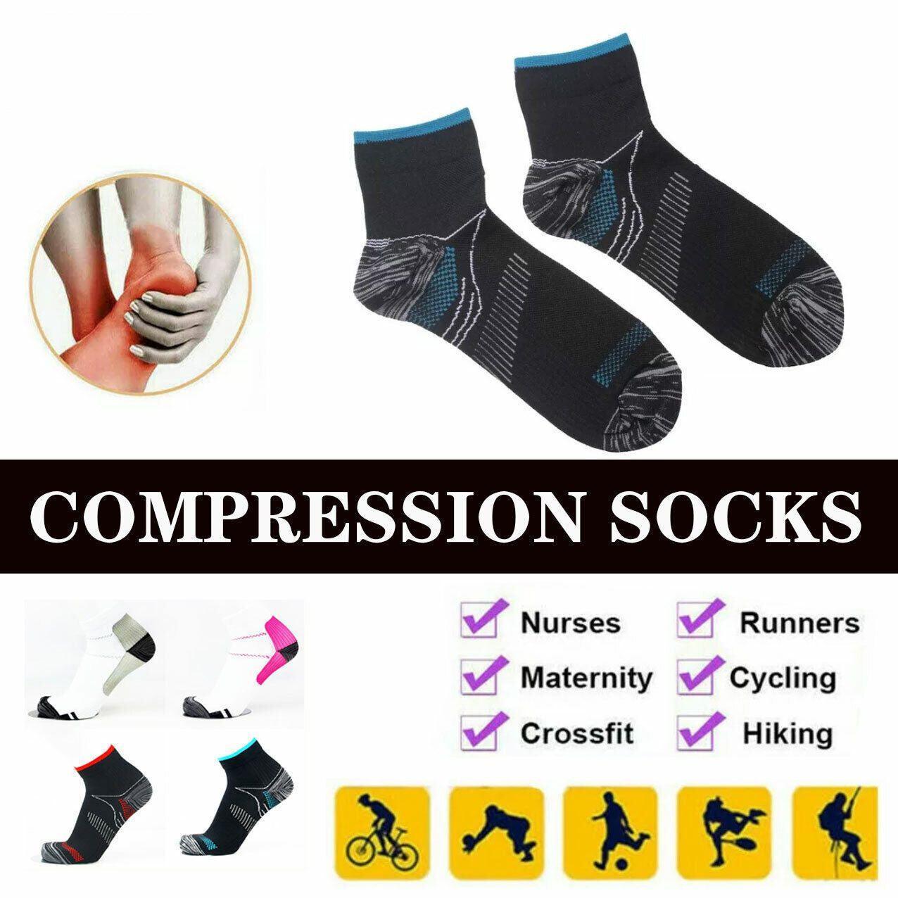L XL Ankle Compression Socks for Foot Support and Daily Comfort Unisex - Black-Red V528-9360101012205