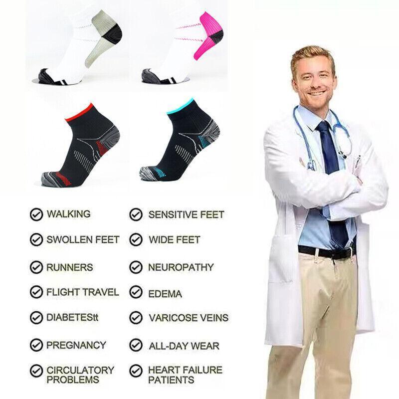 L XL Ankle Compression Socks for Foot Support and Daily Comfort Unisex - Black-Red V528-9360101012205