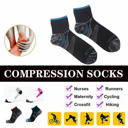 L XL Ankle Compression Socks for Foot Support and Daily Comfort Unisex - White-Grey V528-9360101012243