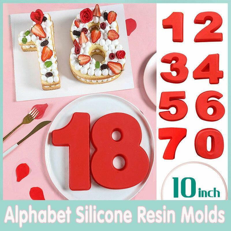 10 Inch Silicone Number Cake Mould Birthday Baking Pan Fondant Tools - 6 or 9 V528-9360101012489