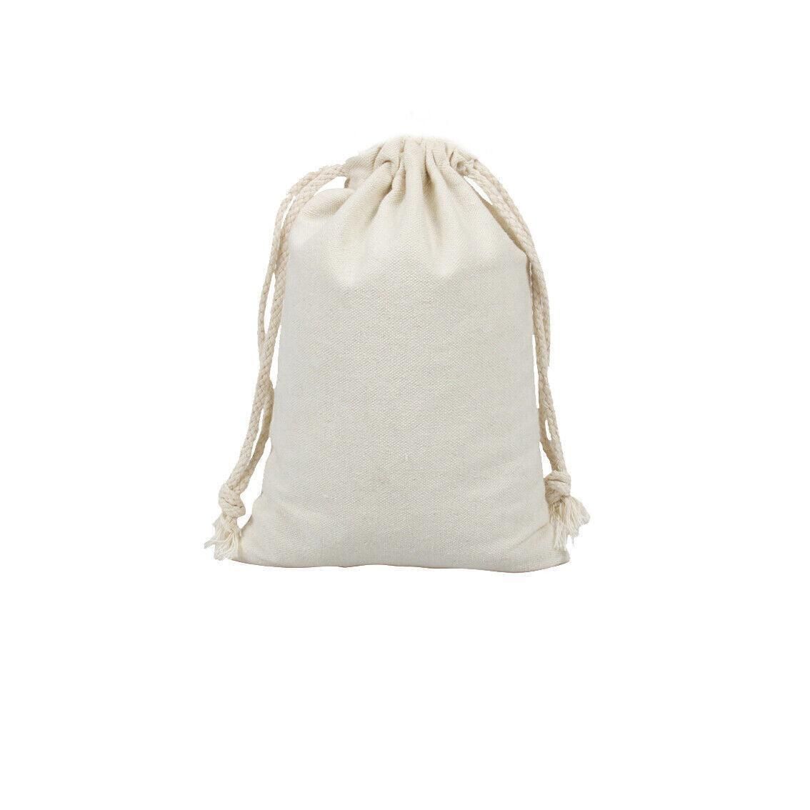 10X Canvas Cotton Drawstring Bags Linen Calico Tote Gift Storage Pouches - 8x10cm V528-9360101012809