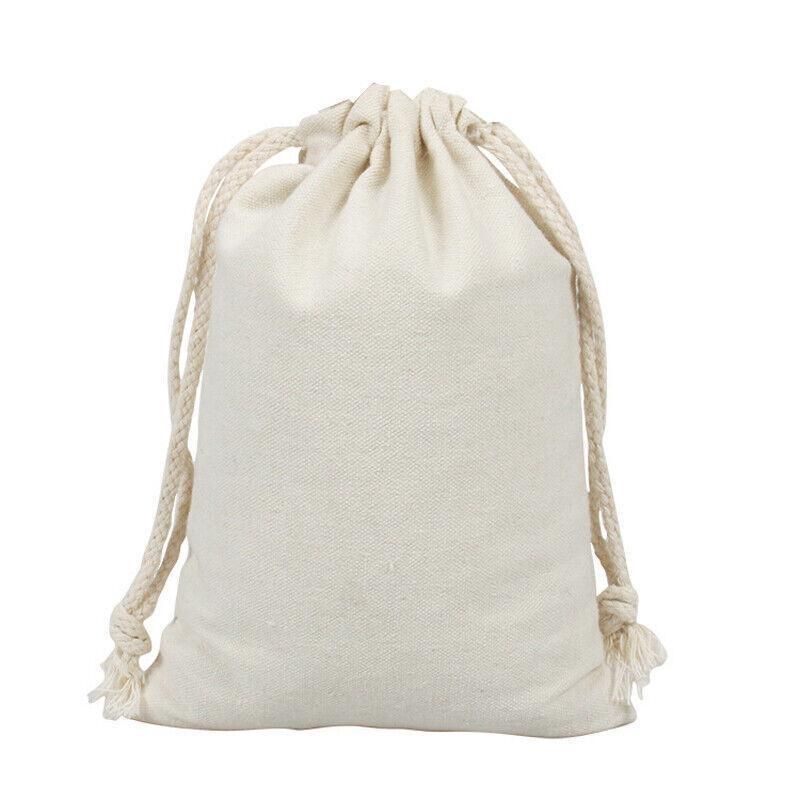 10X Canvas Cotton Drawstring Bags Linen Calico Tote Gift Storage Pouches - 8x10cm V528-9360101012809