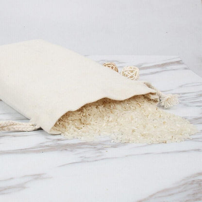 10X Canvas Cotton Drawstring Bags Linen Calico Tote Gift Storage Pouches - 8x10cm V528-9360101012809