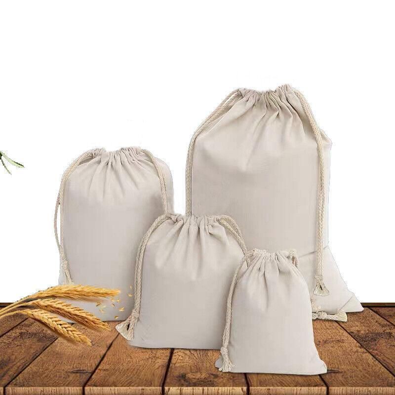 10X Canvas Cotton Drawstring Bags Linen Calico Tote Gift Storage Pouches - 8x10cm V528-9360101012809