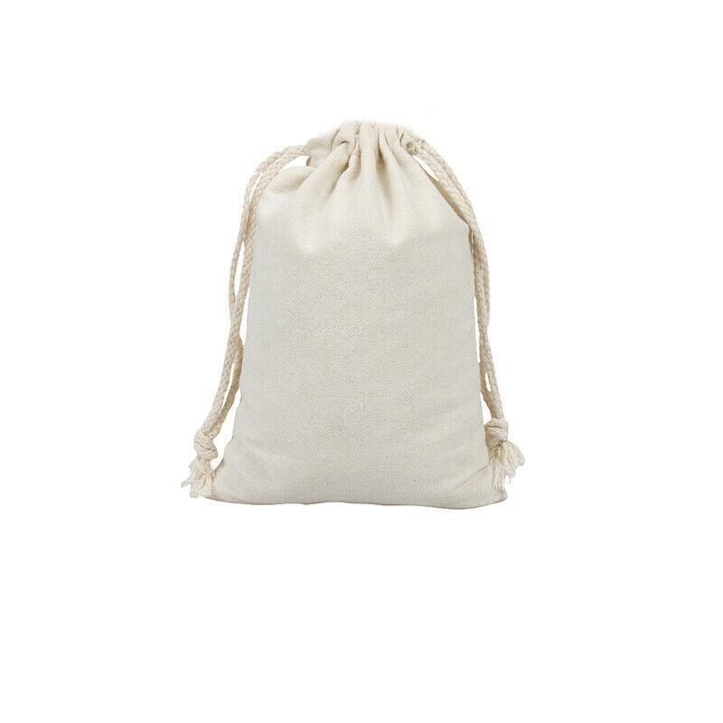 10X Canvas Cotton Drawstring Bags Linen Calico Tote Gift Storage Pouches - 8x10cm V528-9360101012809