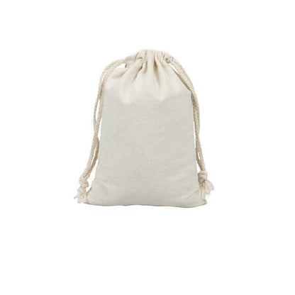 10X Canvas Cotton Drawstring Bags Linen Calico Tote Gift Storage Pouches - 8x10cm
